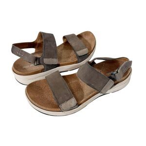 Josef Seibel Womens Estelle 04 Brown Leather Hook Loop Slingback Sandals Size 8